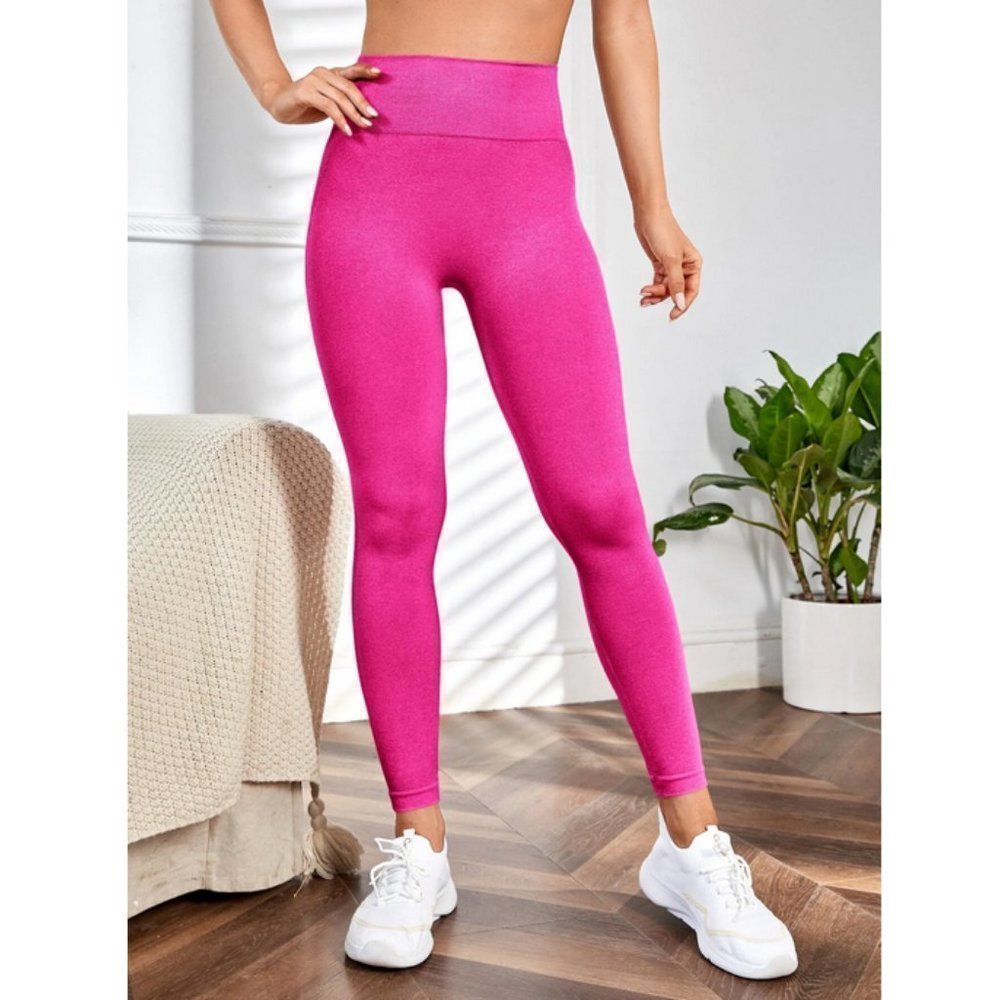 Seamless Wide Waistband Scrunch Butt Gym Leggings Activewear athleisure - Picture 2 of 8